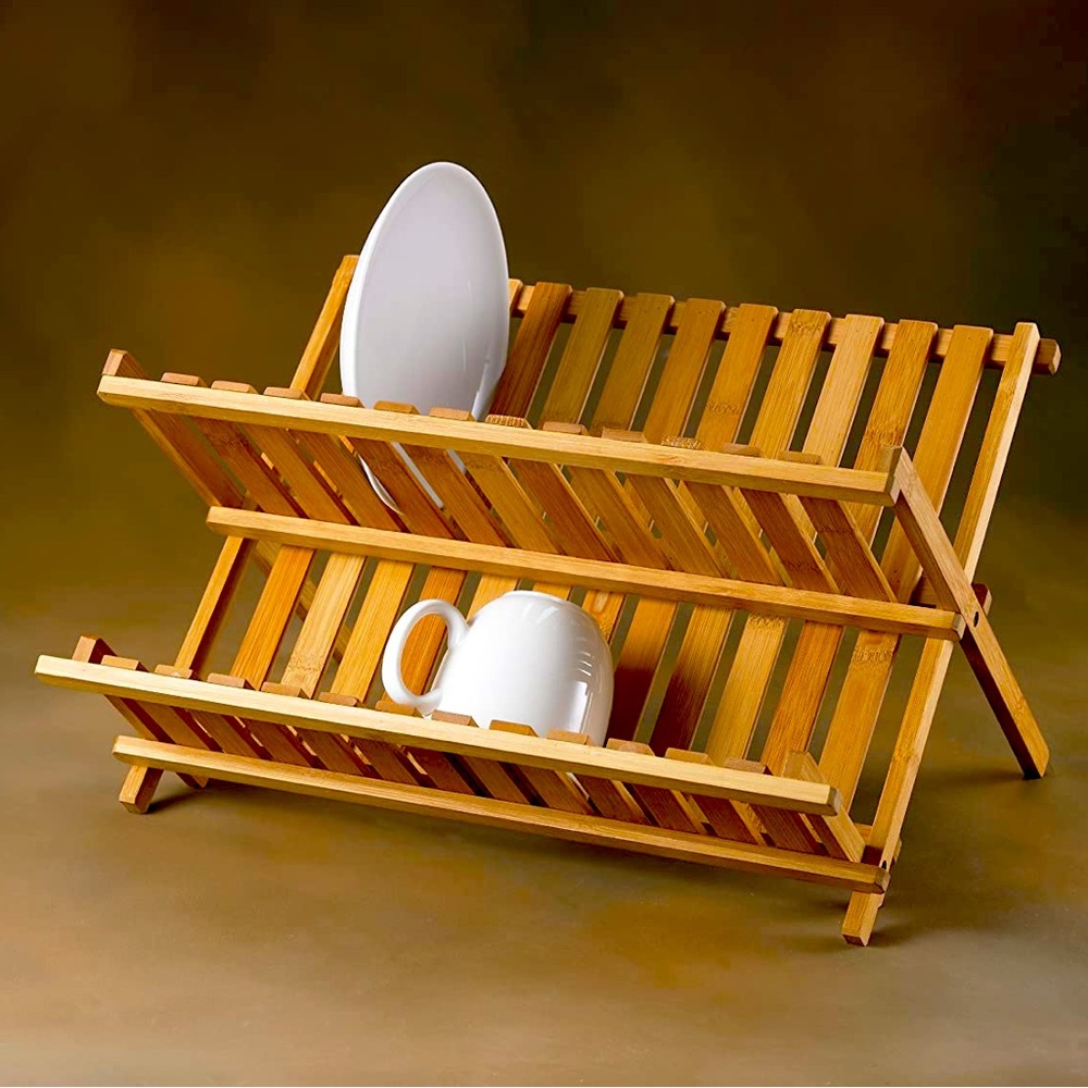 Creative Home Bamboo Folding Dish Rack 17.5”x11.7”x9”